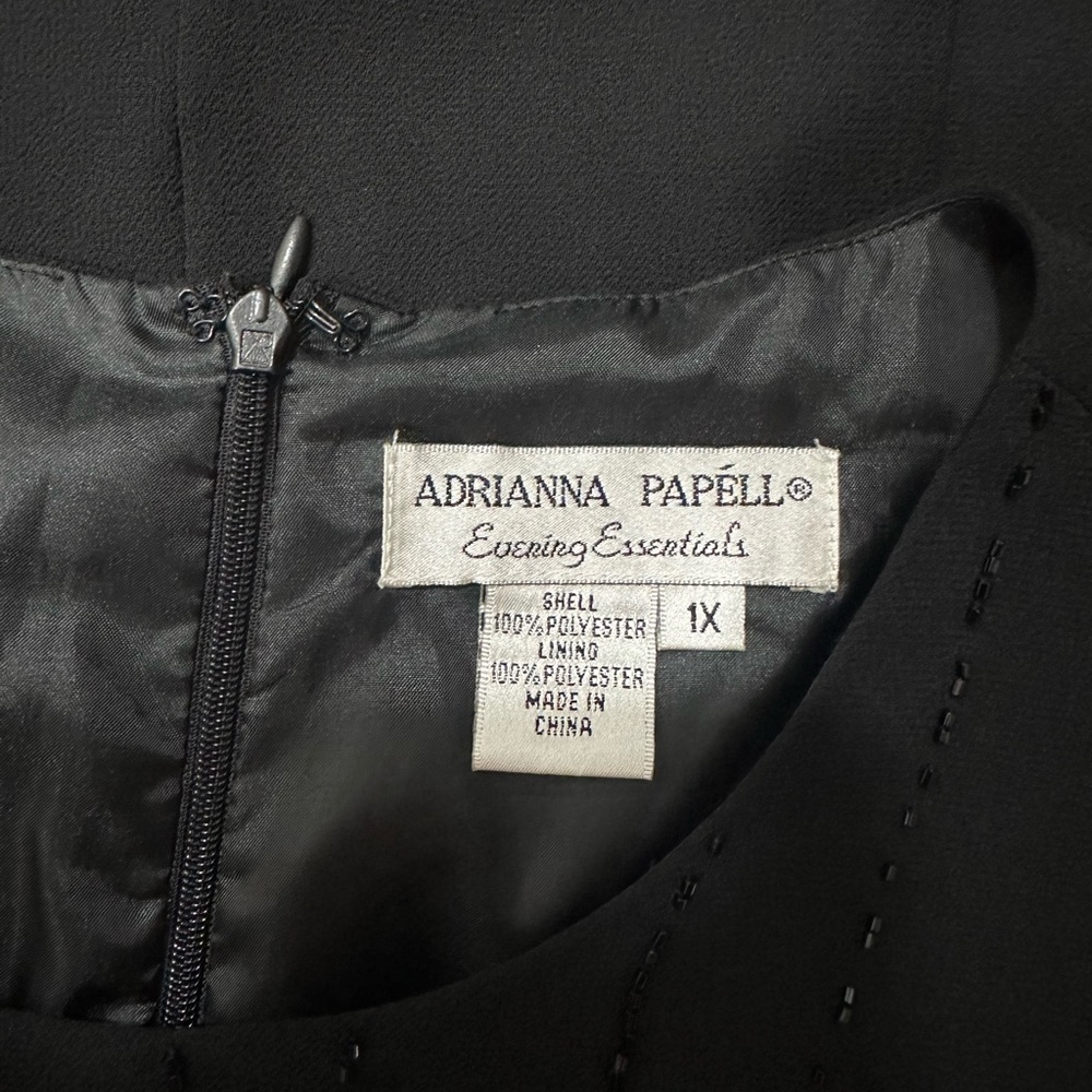 Adrianna Papell 1X Top Black Sleeveless Beaded Round Neck Lined Blouse Chiffon - Picture 6 of 9